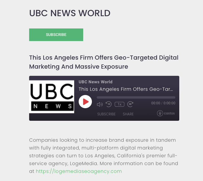 UBC News Podcast LogeMedia Los Angeles